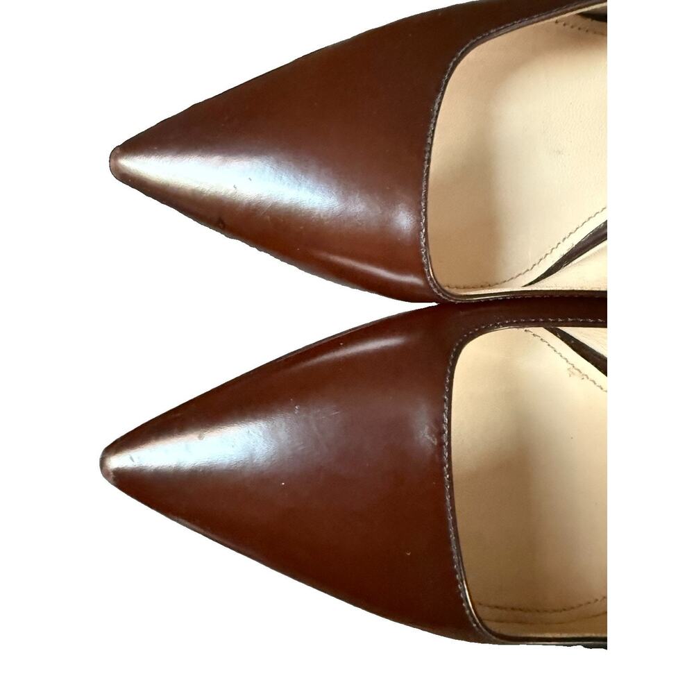 Vintage 90s Y2K Prada Milano Brown Leather Pointed Toe Kitten Heel Pumps Size 39 - Picture 3 of 11